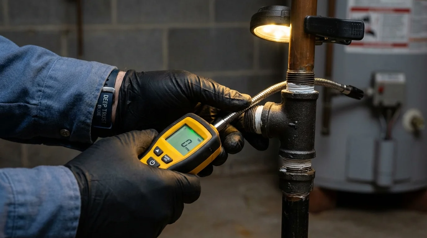 Gas leak detection with electronic sniffer by Johns Plumbing LLC in Calera